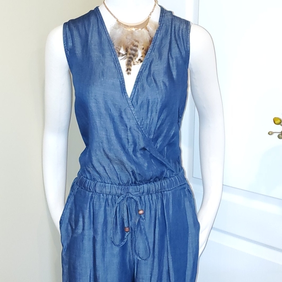 easel Pants & Jumpsuits Nwot Easel Chambray Sleeveless Jumpsuit
